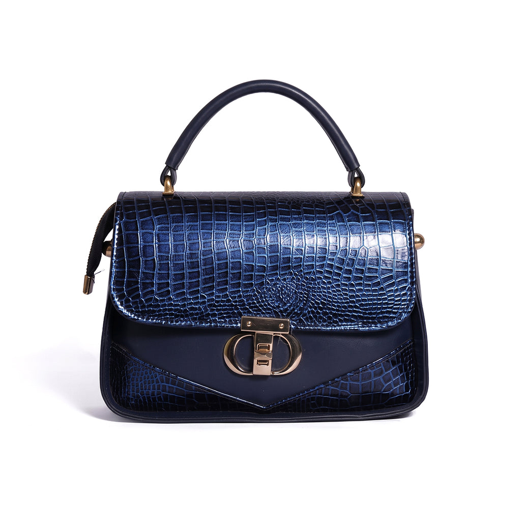 COBALT CROC FLAP BAG