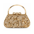 Golden Crystal Floral Evening Clutch